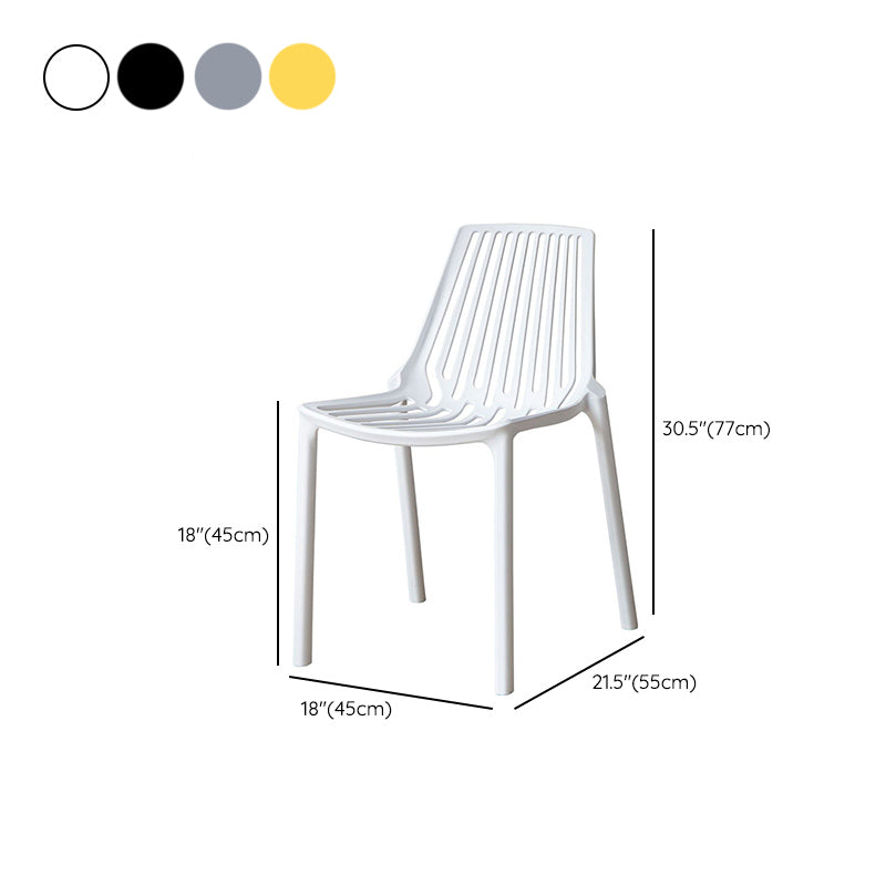 Nordic Armless Side Chairs Slat Back Chair with Plastic Legs for Home Use