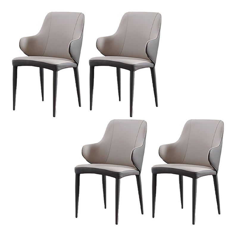 Modern Style Arm Side Chairs Faux Leather Chair with Metal Legs for Home Use