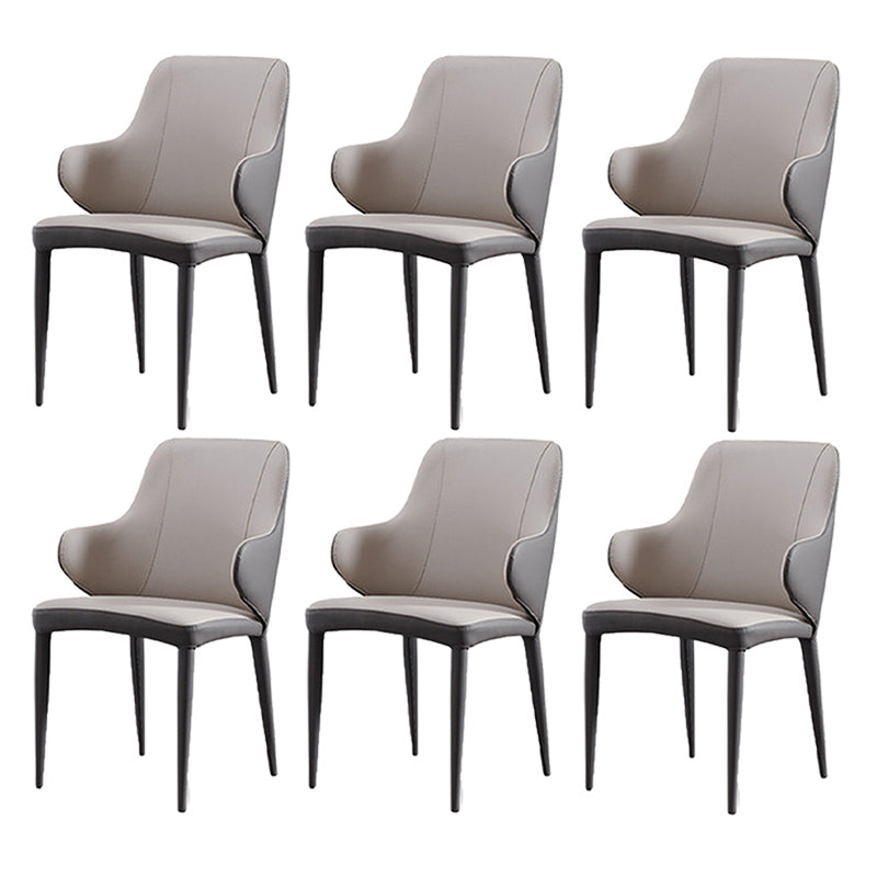 Modern Style Arm Side Chairs Faux Leather Chair with Metal Legs for Home Use
