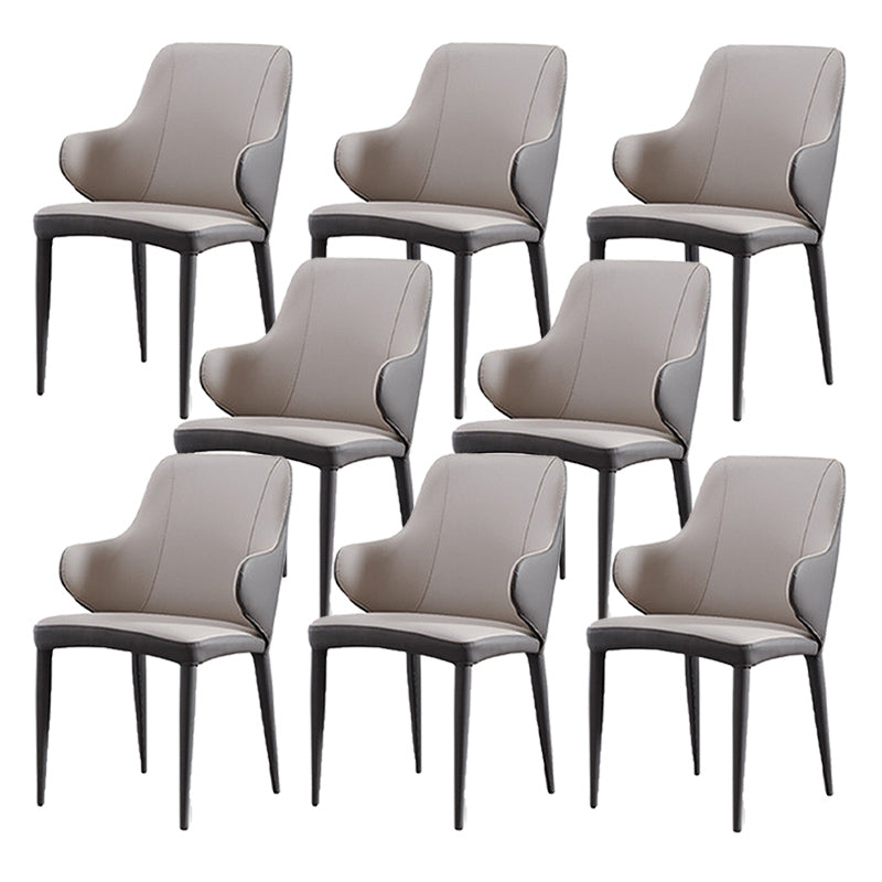 Modern Style Arm Side Chairs Faux Leather Chair with Metal Legs for Home Use