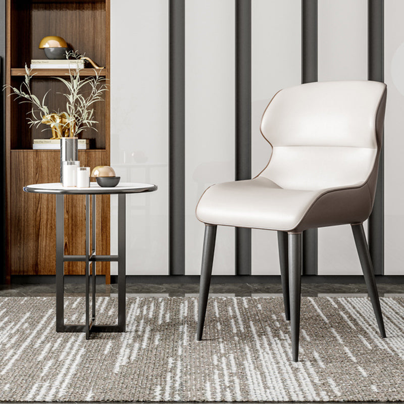 Modern Style Arm Side Chairs Faux Leather Chair with Metal Legs for Kitchen