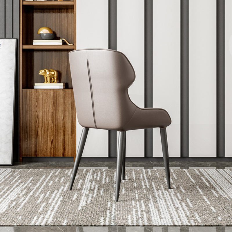 Modern Style Arm Side Chairs Faux Leather Chair with Metal Legs for Kitchen