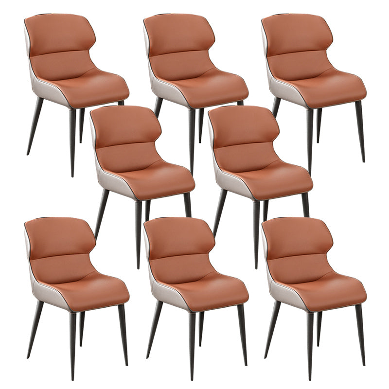 Modern Style Arm Side Chairs Faux Leather Chair with Metal Legs for Kitchen