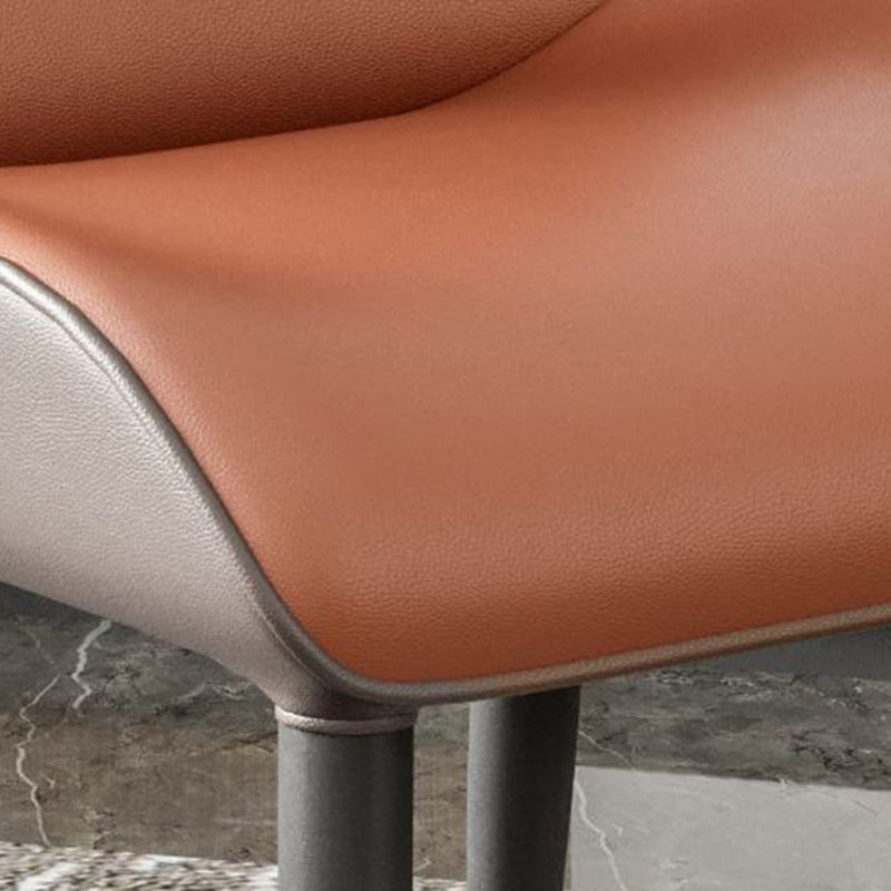 Modern Style Arm Side Chairs Faux Leather Chair with Metal Legs for Kitchen