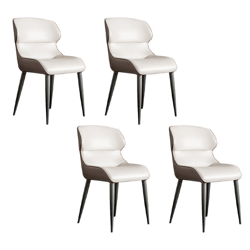 Modern Style Arm Side Chairs Faux Leather Chair with Metal Legs for Kitchen
