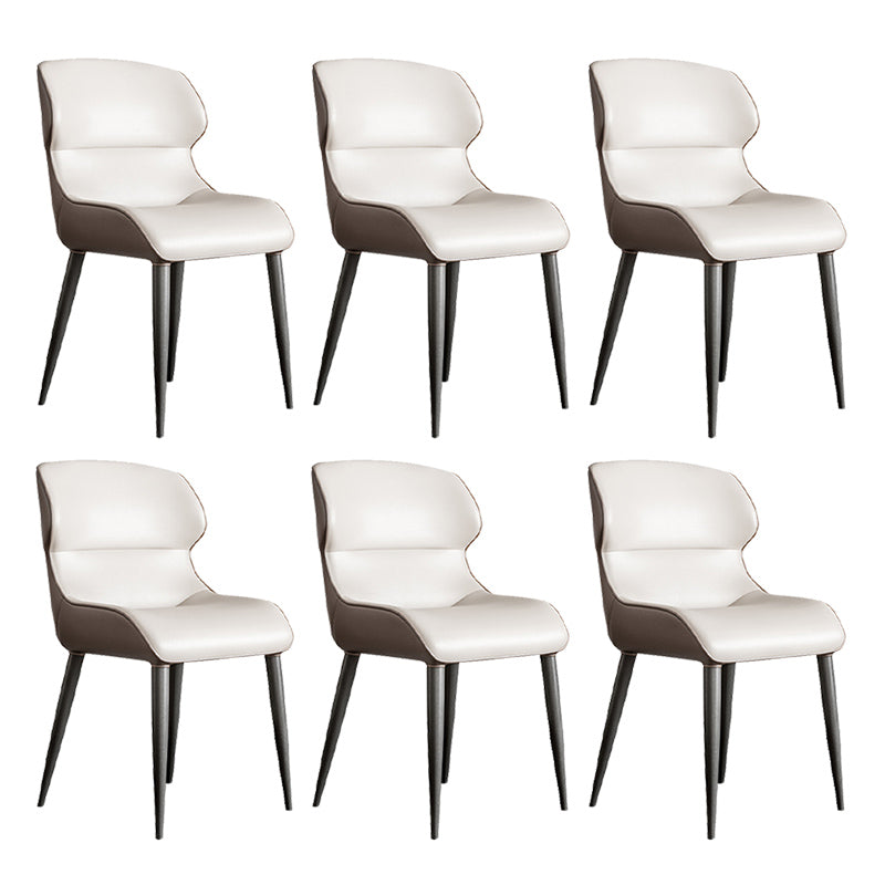 Modern Style Arm Side Chairs Faux Leather Chair with Metal Legs for Kitchen