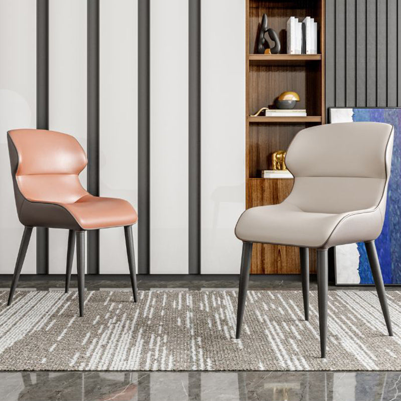 Modern Style Arm Side Chairs Faux Leather Chair with Metal Legs for Kitchen