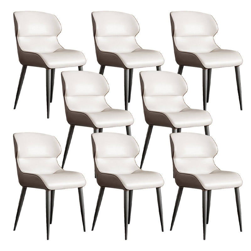 Modern Style Arm Side Chairs Faux Leather Chair with Metal Legs for Kitchen