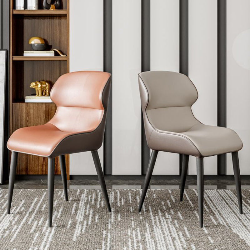 Modern Style Arm Side Chairs Faux Leather Chair with Metal Legs for Kitchen
