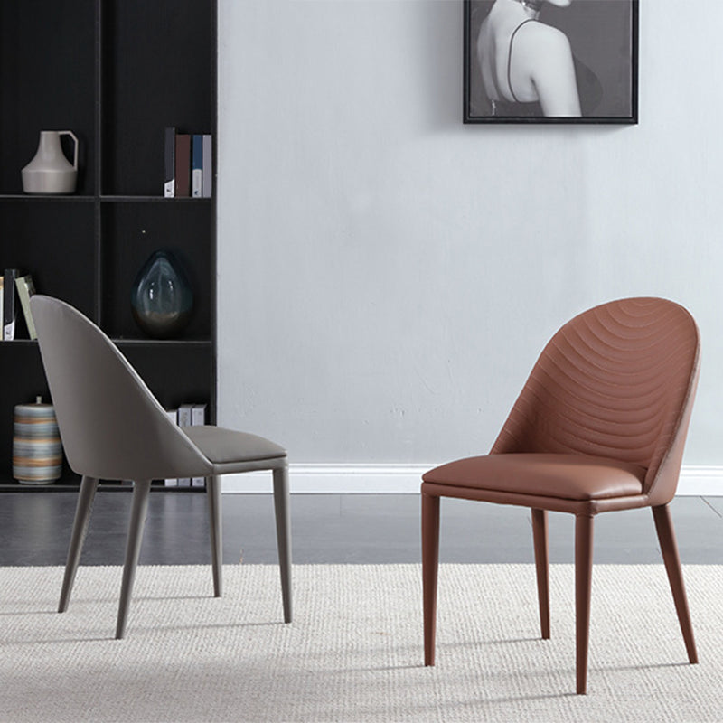 Modern Style Armless Side Chairs Faux Leather Chair with Metal Legs for Kitchen