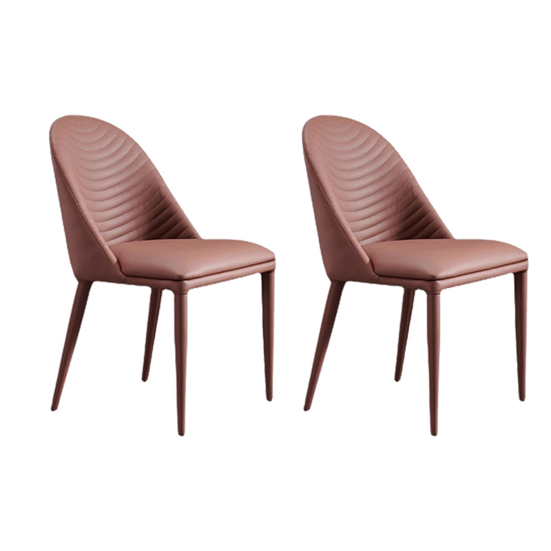 Modern Style Armless Side Chairs Faux Leather Chair with Metal Legs for Kitchen