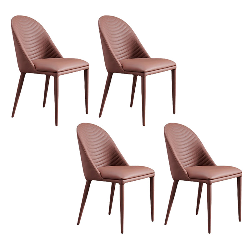 Modern Style Armless Side Chairs Faux Leather Chair with Metal Legs for Kitchen