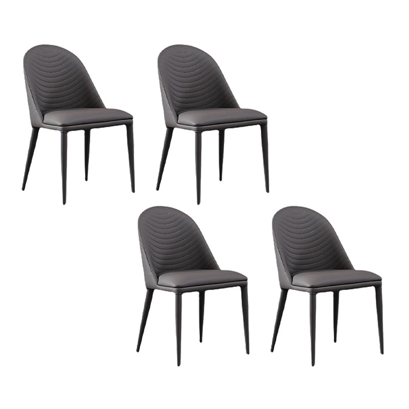 Modern Style Armless Side Chairs Faux Leather Chair with Metal Legs for Kitchen