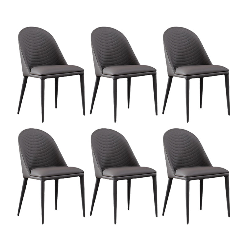 Modern Style Armless Side Chairs Faux Leather Chair with Metal Legs for Kitchen