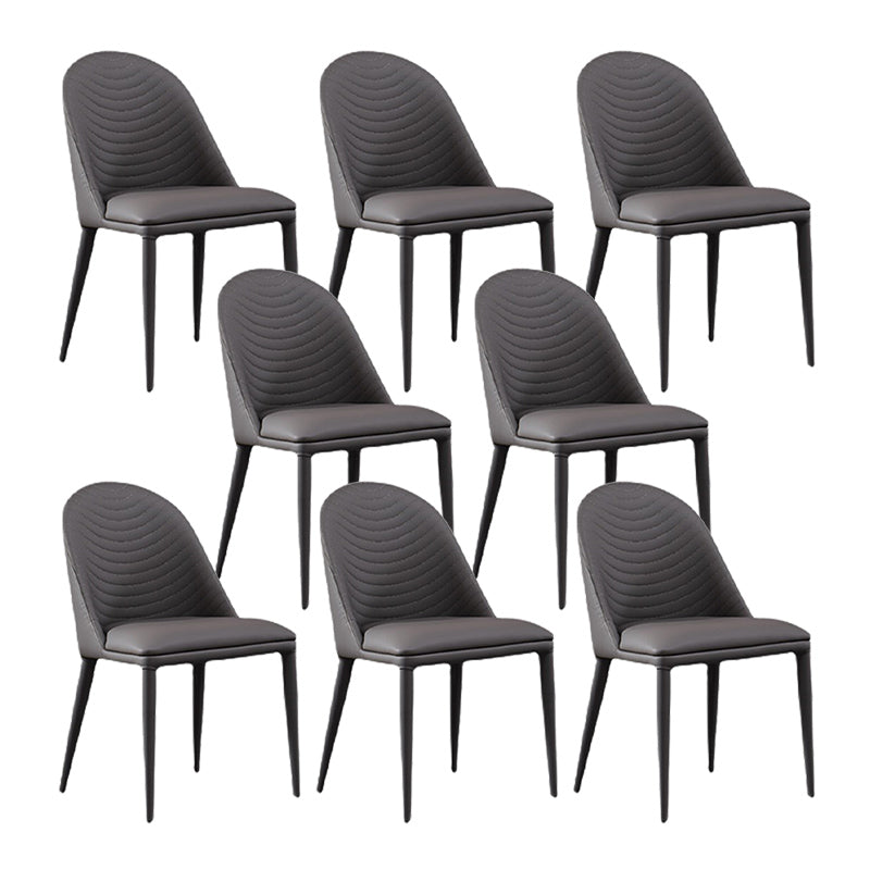 Modern Style Armless Side Chairs Faux Leather Chair with Metal Legs for Kitchen