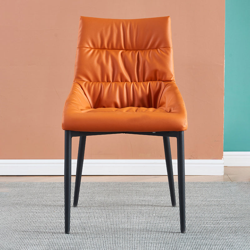 Modern Style Faux Leather Chair Armless Side Chairs with Metal Legs for Kitchen
