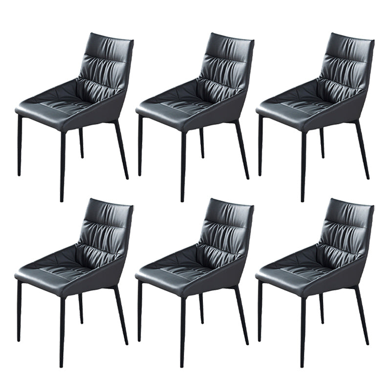 Modern Style Faux Leather Chair Armless Side Chairs with Metal Legs for Kitchen