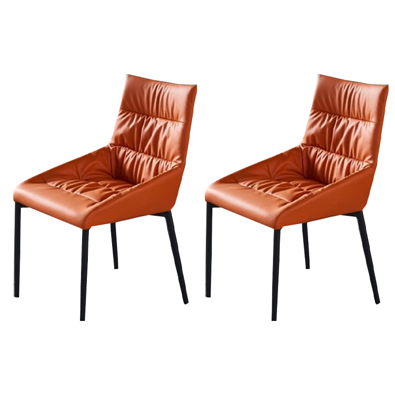 Modern Style Faux Leather Chair Armless Side Chairs with Metal Legs for Kitchen