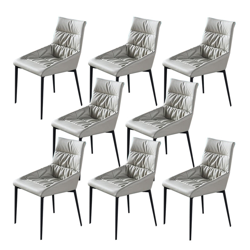 Modern Style Faux Leather Chair Armless Side Chairs with Metal Legs for Kitchen