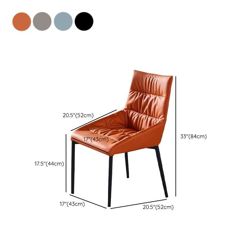 Modern Style Faux Leather Chair Armless Side Chairs with Metal Legs for Kitchen