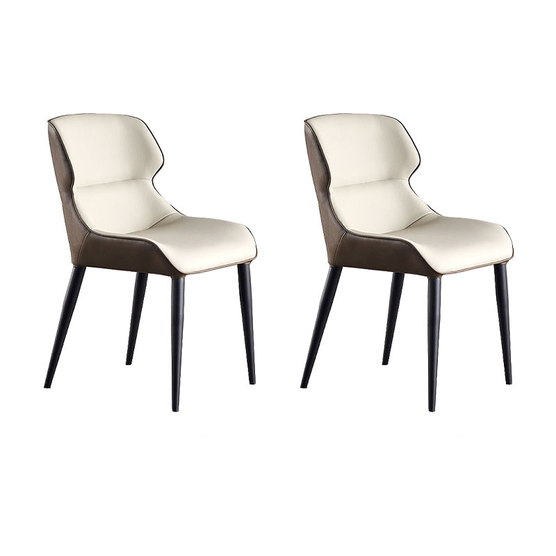 Industrial Style Faux Leather Chair Arm Side Chairs with Metal Legs