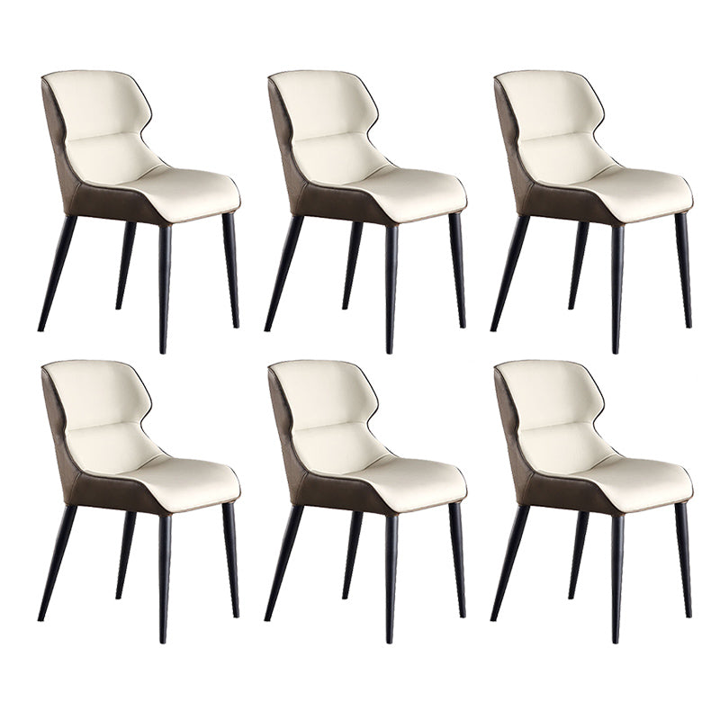 Industrial Style Faux Leather Chair Arm Side Chairs with Metal Legs