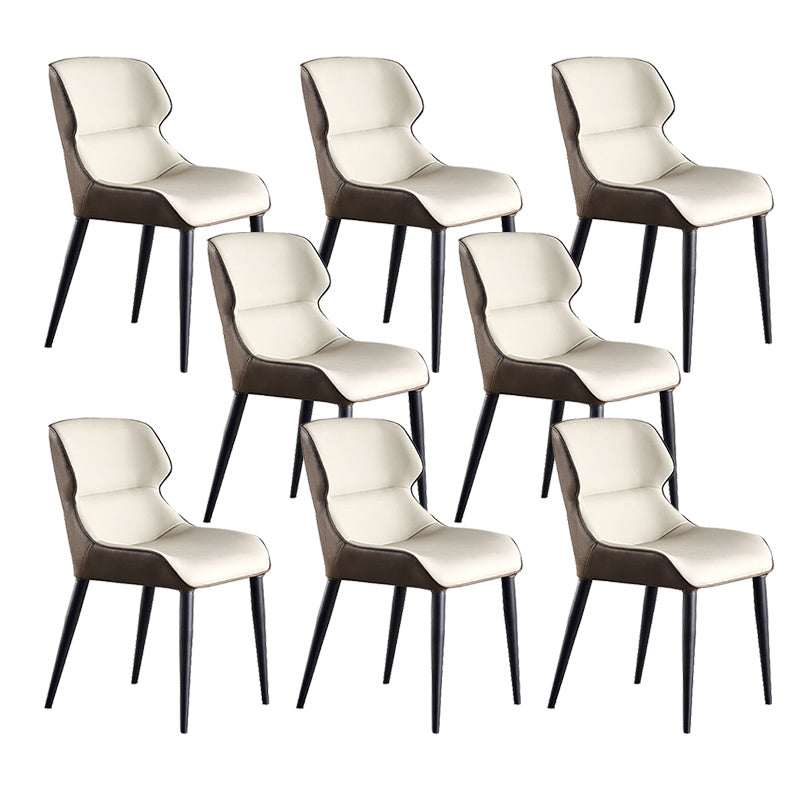 Industrial Style Faux Leather Chair Arm Side Chairs with Metal Legs