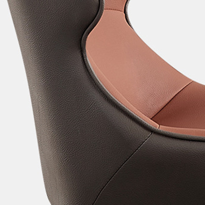 Industrial Style Faux Leather Chair Arm Side Chairs with Metal Legs