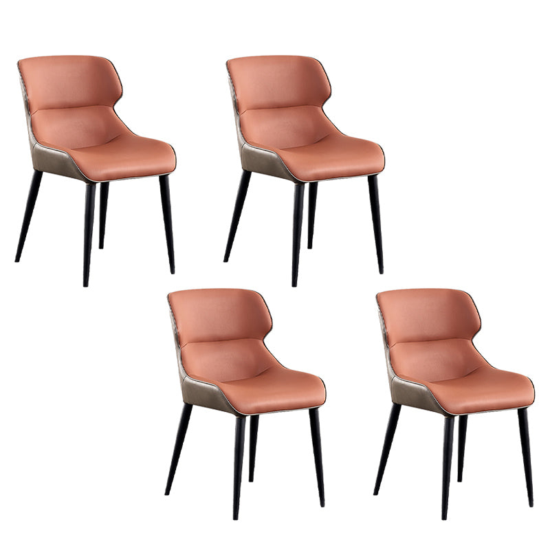 Industrial Style Faux Leather Chair Arm Side Chairs with Metal Legs