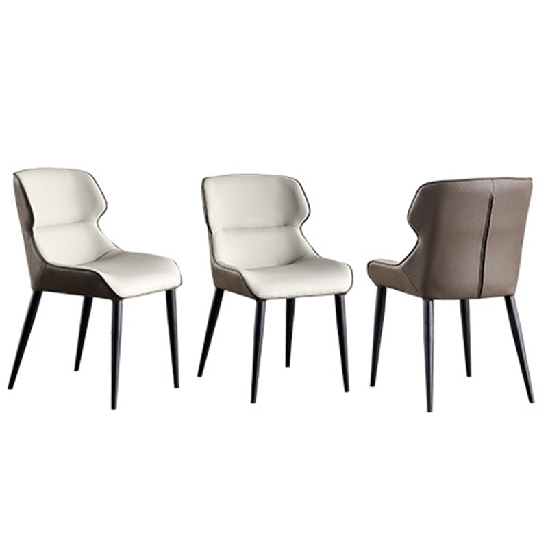 Industrial Style Faux Leather Chair Arm Side Chairs with Metal Legs