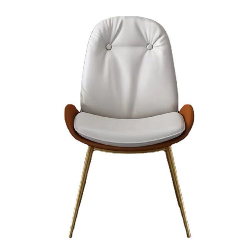 Glam Parsons Chair Faux Leather Kitchen Dining Chair with Metal Legs