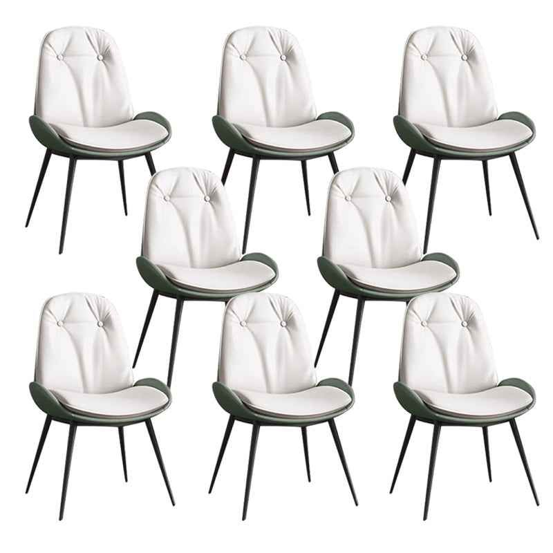 Glam Parsons Chair Faux Leather Kitchen Dining Chair with Metal Legs