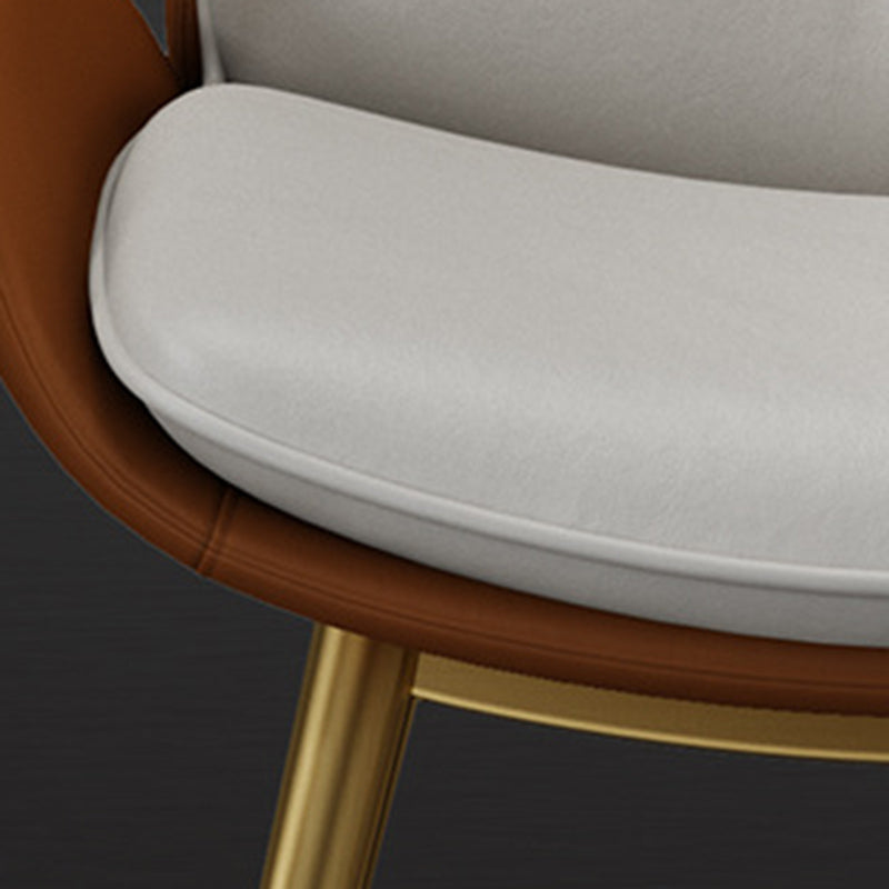 Glam Parsons Chair Faux Leather Kitchen Dining Chair with Metal Legs