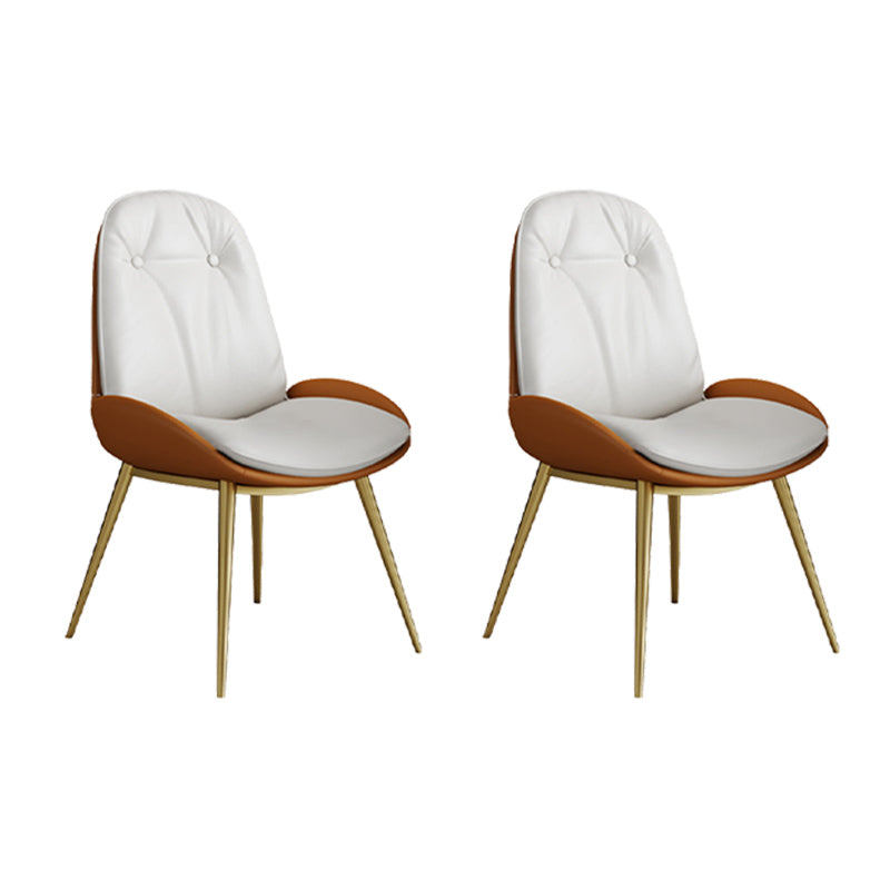 Glam Parsons Chair Faux Leather Kitchen Dining Chair with Metal Legs