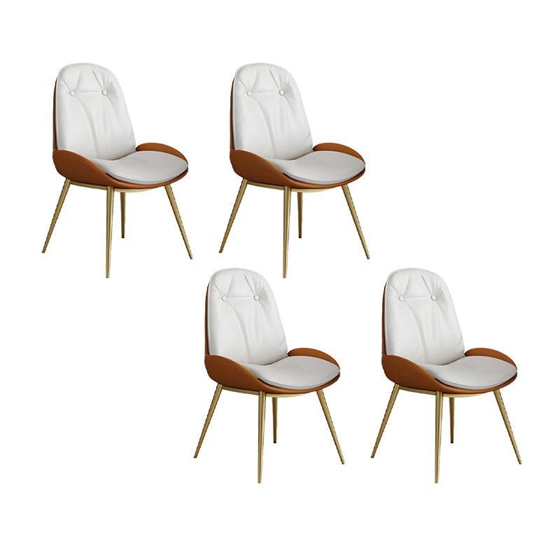 Glam Parsons Chair Faux Leather Kitchen Dining Chair with Metal Legs