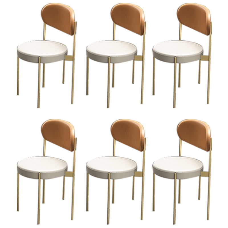 Glam Upholstered Dining Chairs Faux Leather Kitchen Chair with Metal Legs