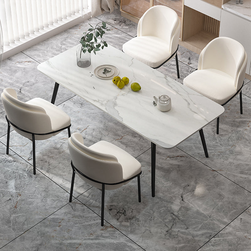 Industrial Iron Legs Dining Table Rectangle Stone Dining Table for Kitchen
