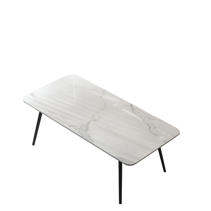 Industrial Iron Legs Dining Table Rectangle Stone Dining Table for Kitchen