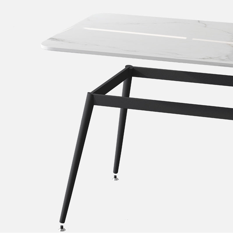 Industrial Iron Legs Dining Table Rectangle Stone Dining Table for Kitchen