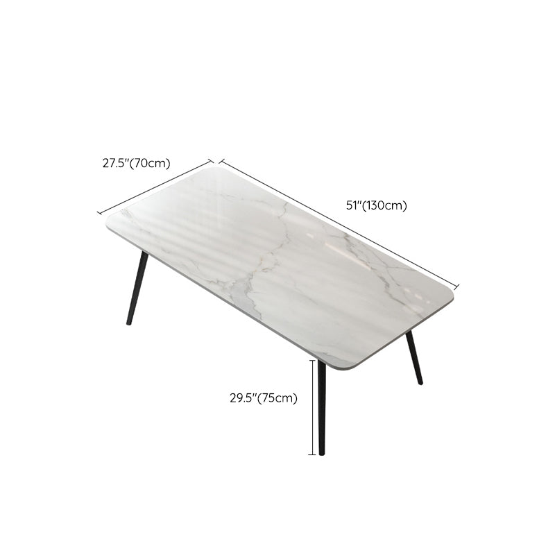 Industrial Iron Legs Dining Table Rectangle Stone Dining Table for Kitchen