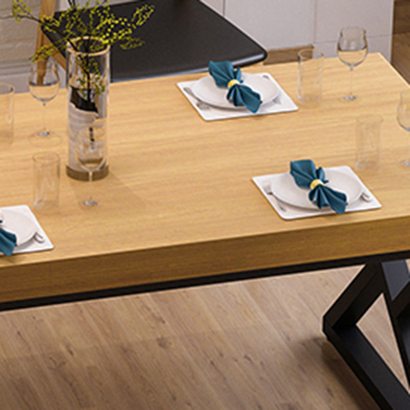 Pine Solid Wood Dining Table Industrial Rectangle Table with Double Pedestal