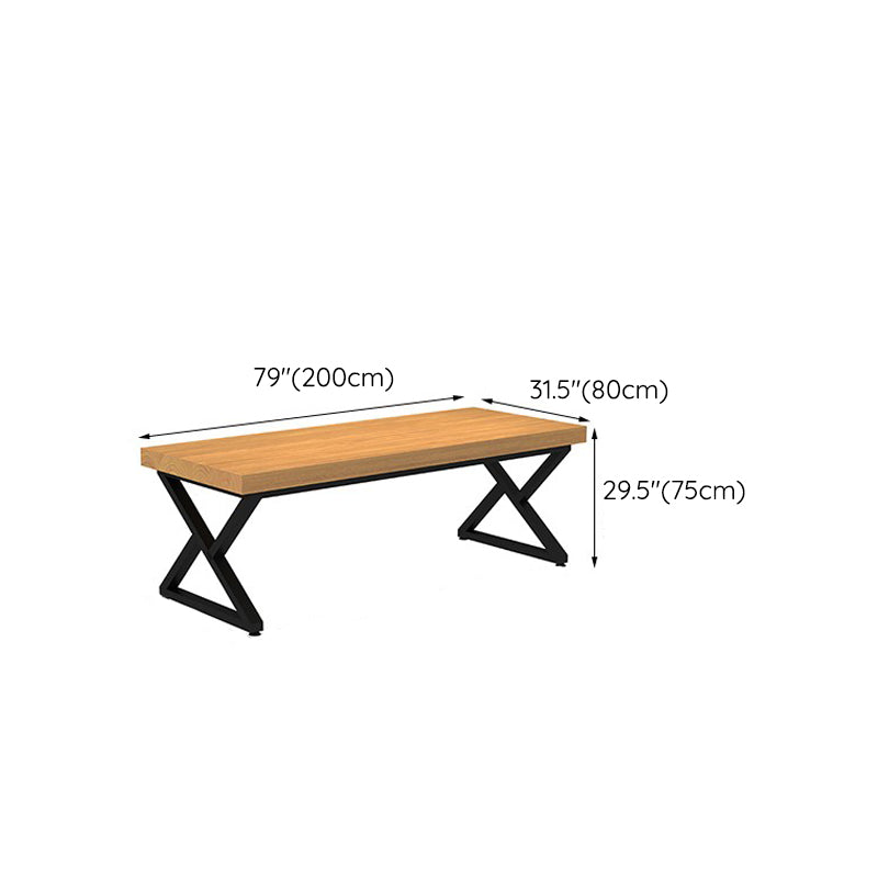 Pine Solid Wood Dining Table Industrial Rectangle Table with Double Pedestal