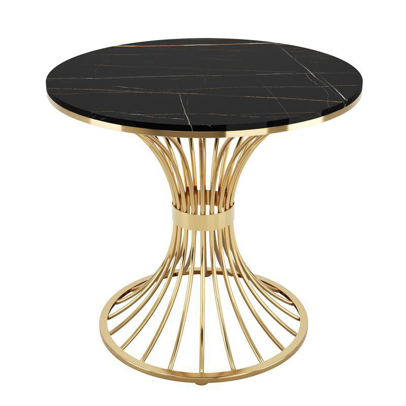 Polished Finish Stone Top Table Modern Style Round Dining Table