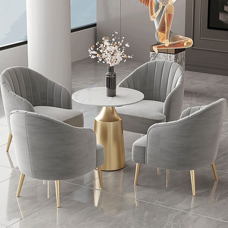 Modern Round Dining Table Glossy White Stone Top Table for Home