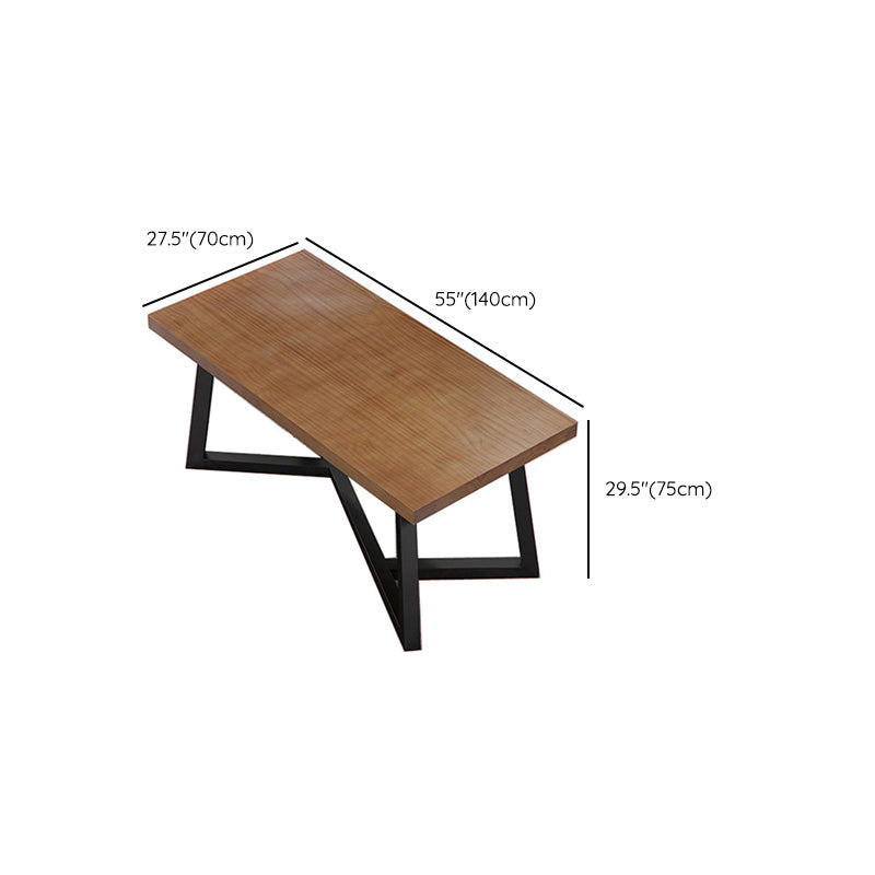 Industrial Brown Wood Top Table Indoor Rectangle Table with Metal Base