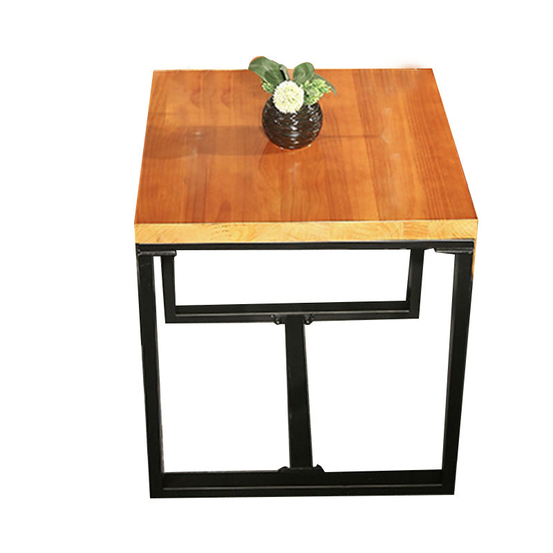 Industrial Indoor Dining Table Brown Wood Top Table with Metal Frame