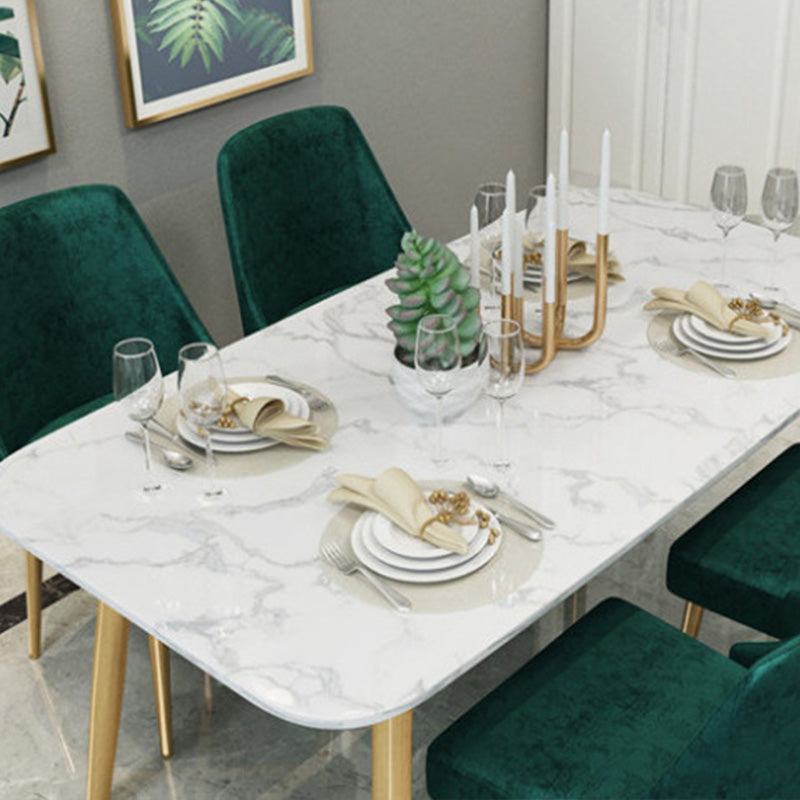 Rectangle Golden Base Dining Table Glam Faux Marble Table for Dining Room