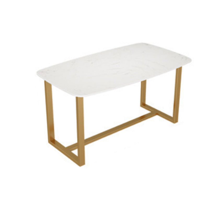 Rectangle Trestle Dining Table Glam Faux Marble Table for Dining Room