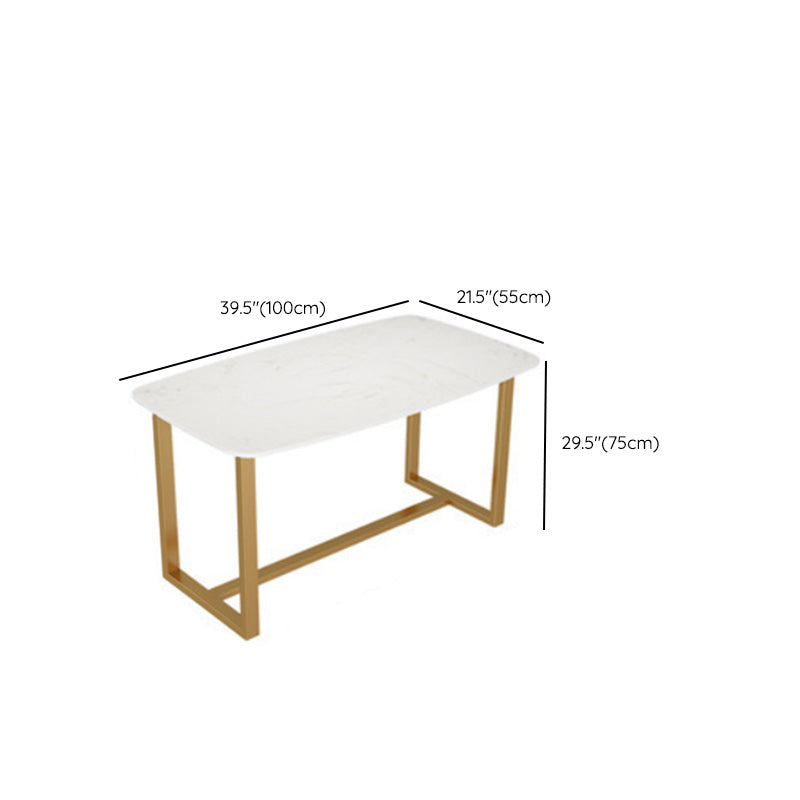 Rectangle Trestle Dining Table Glam Faux Marble Table for Dining Room
