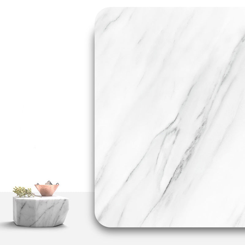 Rectangle Double Pedestal Dining Table Glam Faux Marble Table for Kitchen